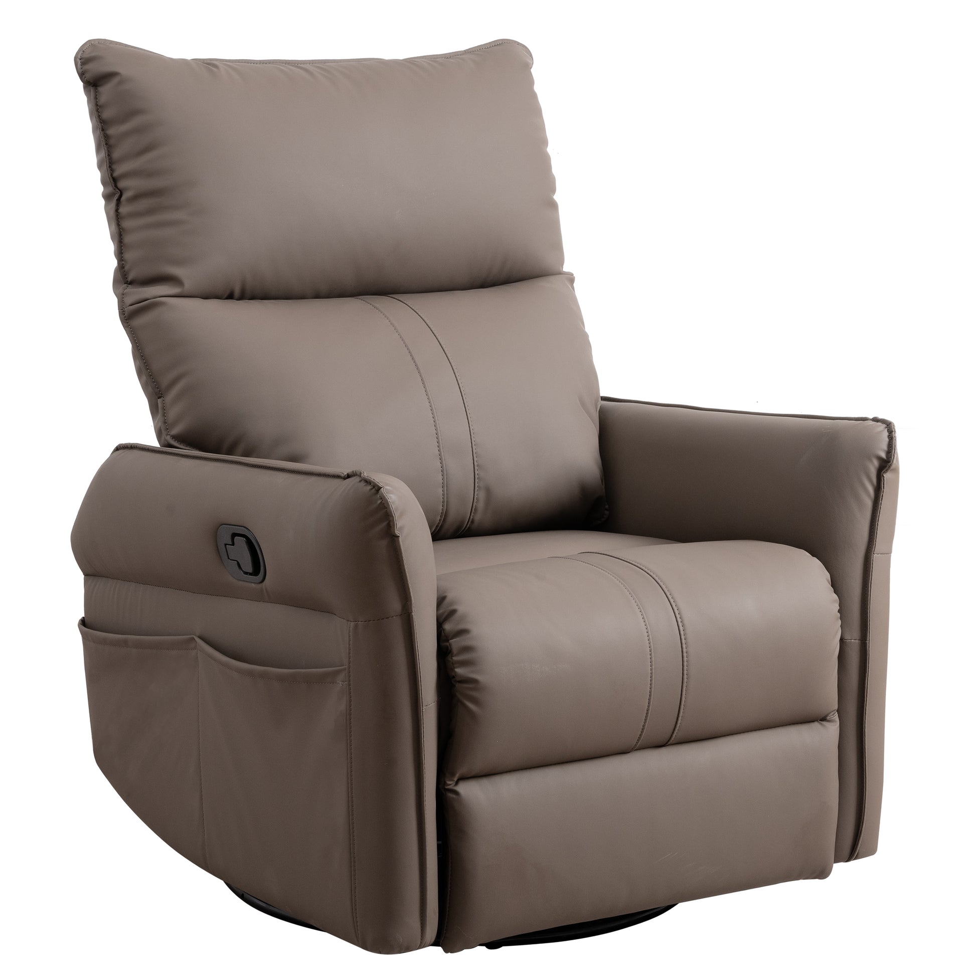 Rocking Recliner Chair,360 Degree Swivel Nursery Rocking Chair,Glider Chair,Modern Small Rocking Swivel Recliner Chair For Bedroom,Living Room Chair Home Theater Seat,Side Pocket Brown Solid Brown