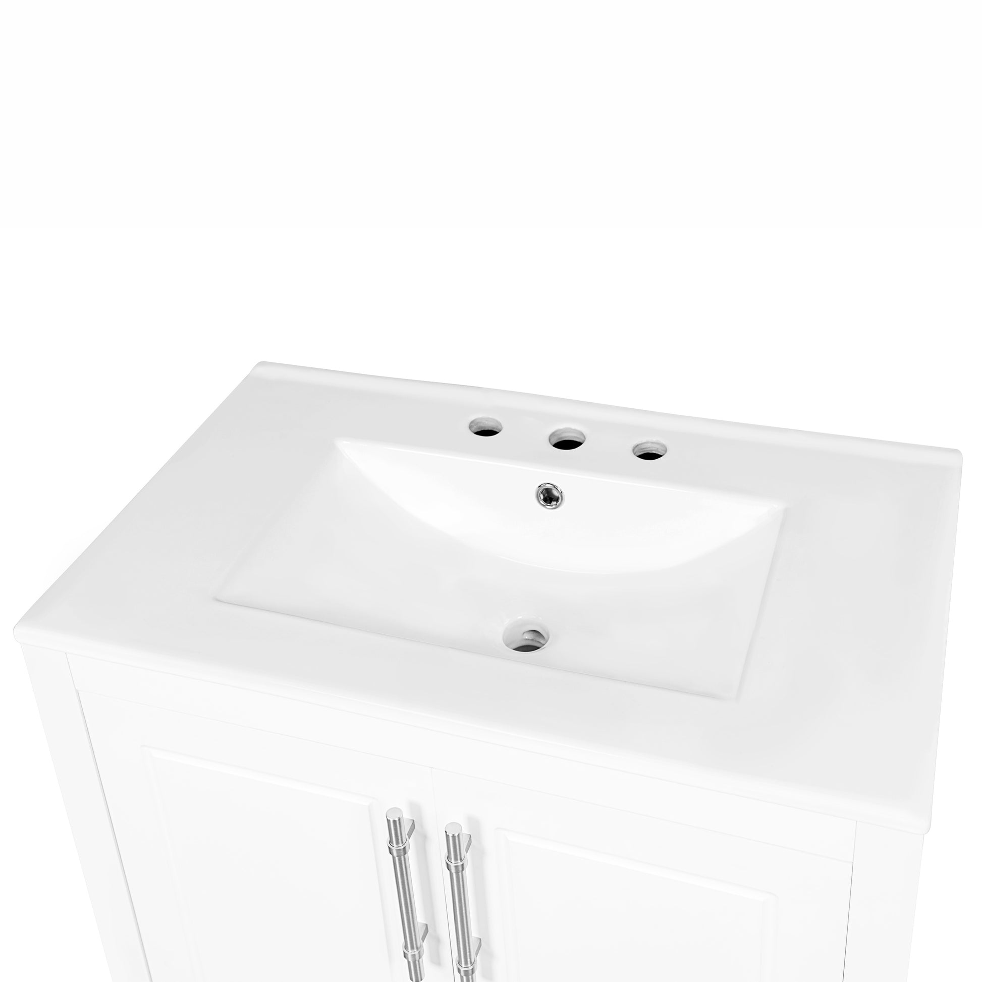 30" Bathroom Vanity With Sink, Multi Functional Bathroom Cabinet With Doors And Drawers, Solid Frame And Mdf Board, White White Solid Wood Mdf