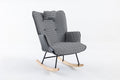 35.5 Inch Rocking Chair With Footrest, Soft Houndstooth Fabric Leather Fabric Rocking Chair For Nursery, Comfy Wingback Glider Rocker With Safe Solid Wood Base For Living Room Bedroom Balcony Black Black White Casual Foam Cotton Linen