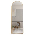 The 3Rd Generation Aluminum Alloy Metal Frame Arched Floor Mounted Wall Mirror, Upgraded In Quality, Bathroom Makeup Mirror, Bedroom Entrance, Clothing Store, Gold 65 