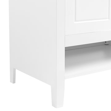 30" Bathroom Vanity With Sink, Multi Functional Bathroom Cabinet With Doors And Drawers, Solid Frame And Mdf Board, White White Solid Wood Mdf