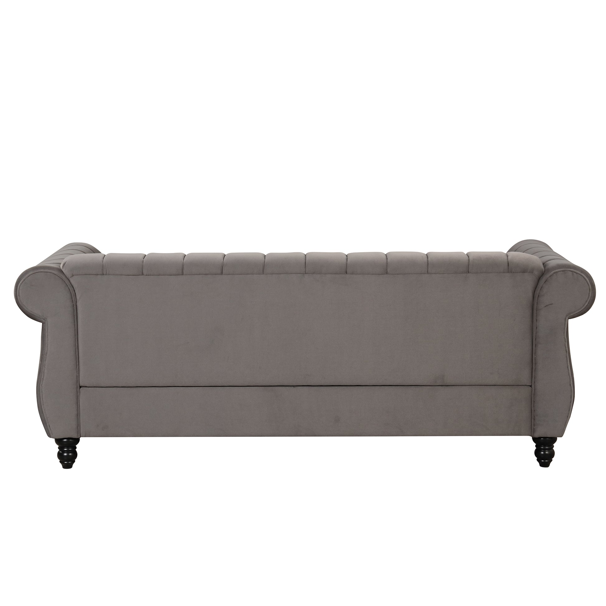 82.5" Modern Sofa Dutch Fluff Upholstered Sofa With Solid Wood Legs, Buttoned Tufted Backrest,Gray Gray Foam Polyester