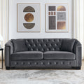 77 Inch Modern Chesterfield Velvet Sofa, 3 Seater Sofa, Upholstered Tufted Backrests With Arms And 2 Cushions For Living Room, Bedroom, Apartment, Office Grey Grey Primary Living Space American Design Foam Velvet 3 Seat