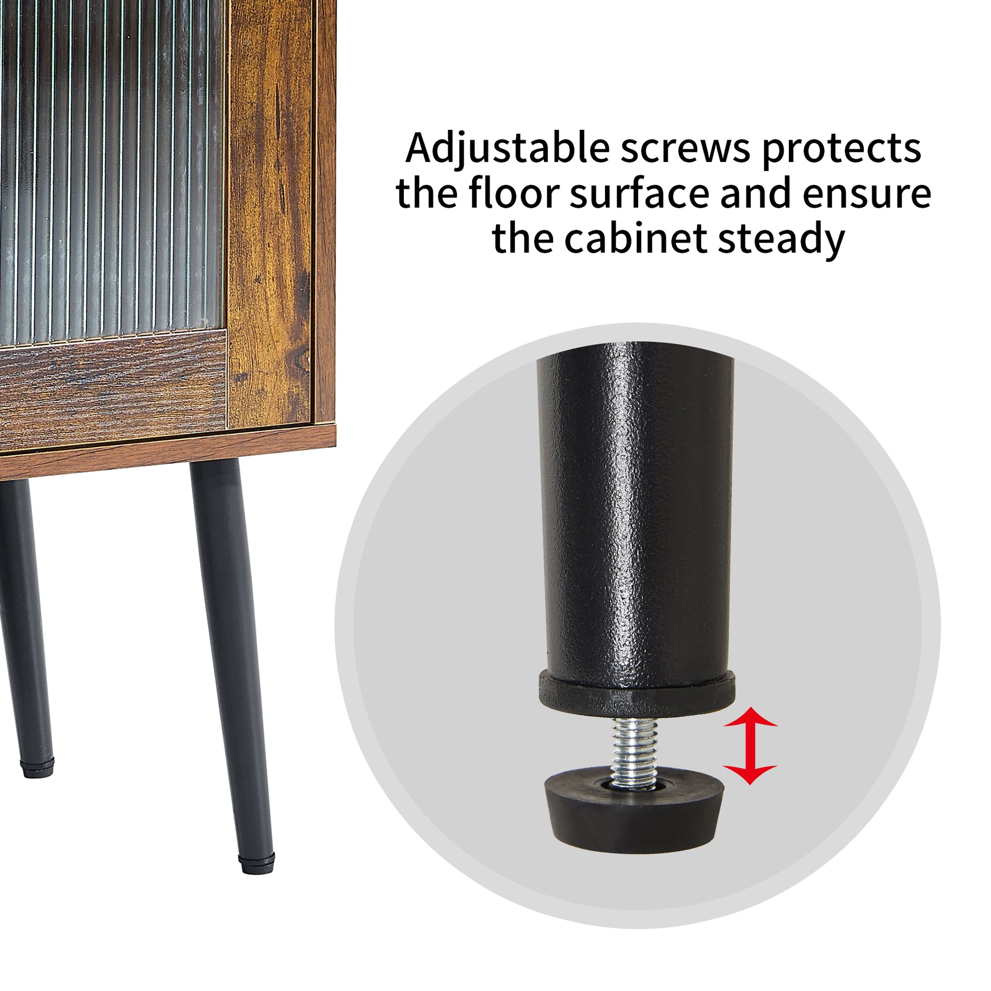 Sideboard, Bufft Cabinet, Side Dining Table, Glass Door, 1Pc Per Ctn, Brown, Industry Brown Mdf Glass