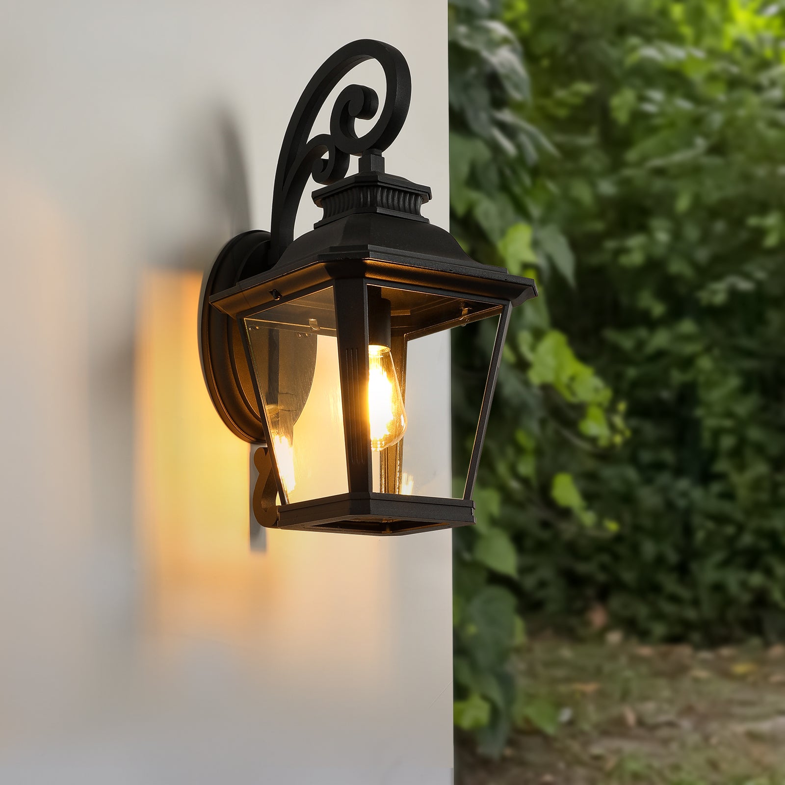 Large Outdoor Wall Sconce Lights With Clear Glass Can Support Multiple Types Of Light Bulbs 1Pack Black Traditional Glass Aluminium