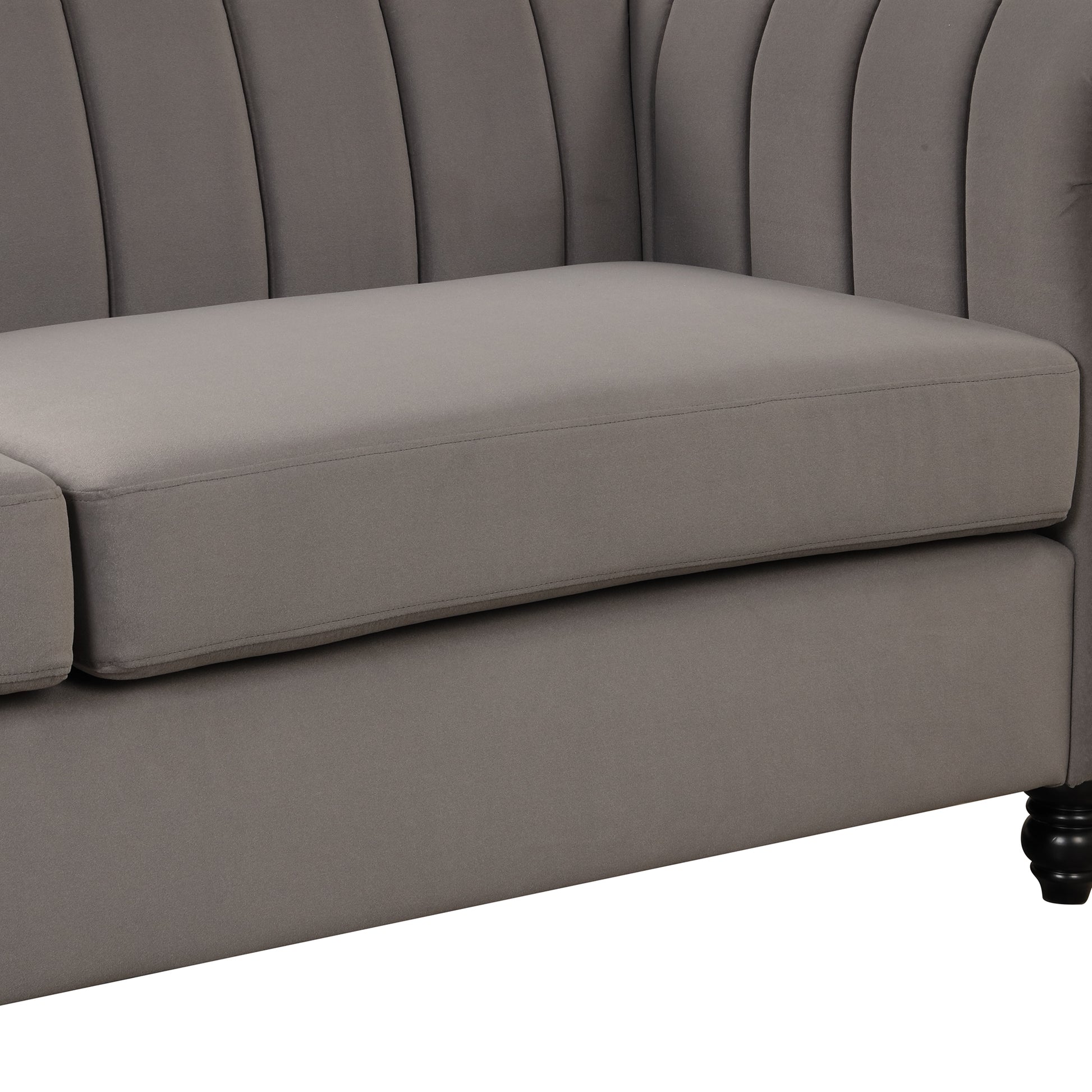 82.5" Modern Sofa Dutch Fluff Upholstered Sofa With Solid Wood Legs, Buttoned Tufted Backrest,Gray Gray Foam Polyester