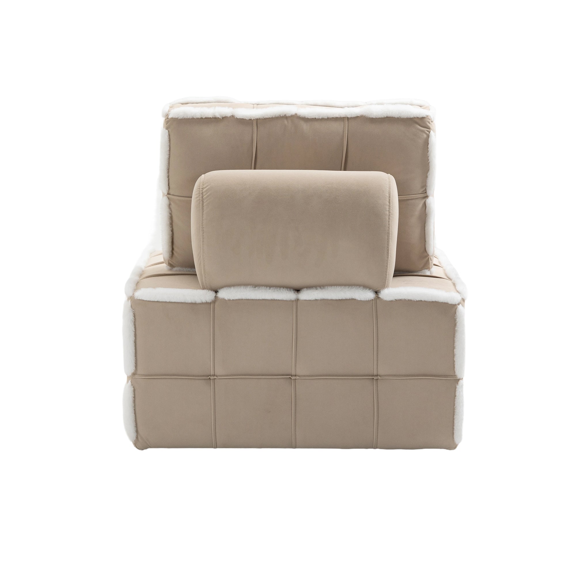 COOLMORE Upholstered Deep Seat Armless Accent Single beige-velvet