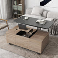 Modern Lift Top Coffee Table Multi Functional Table With 3 Drawers In Walnut & Black Walnut Black Mdf