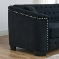 77 Inch Modern Chesterfield Velvet Sofa, 3 Seater Sofa, Upholstered Tufted Backrests With Arms And 2 Cushions For Living Room, Bedroom, Apartment, Office Black Black Primary Living Space Foam Velvet 3 Seat