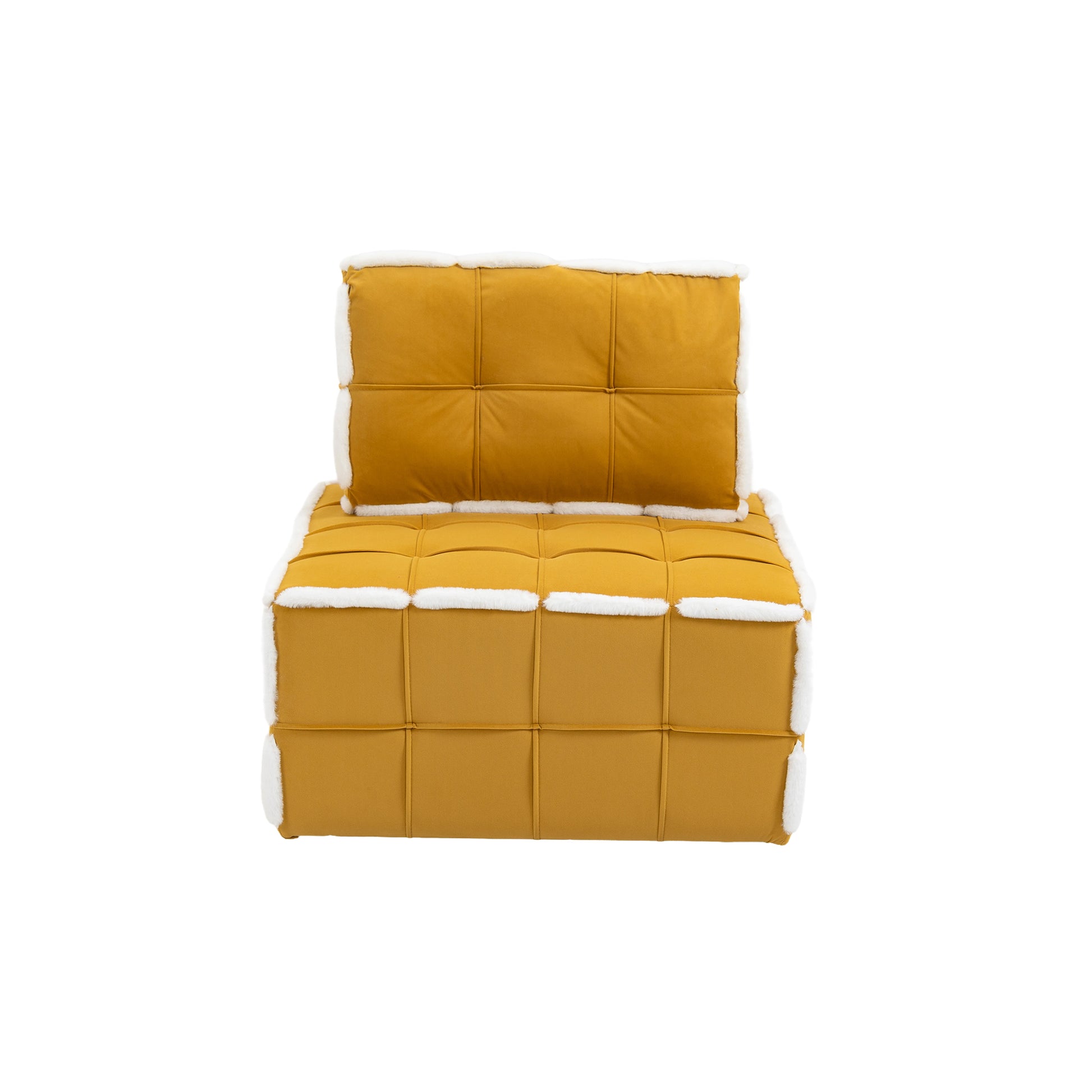 Coolmore Upholstered Deep Seat Armless Accent Single Lazy Sofa Lounge Arm Chair,Comfy Oversized Leisure Barrel Chairs For Living Room Office Meetingroom Aparment Bedroom Furniture Set Mustard Yellow Velvet