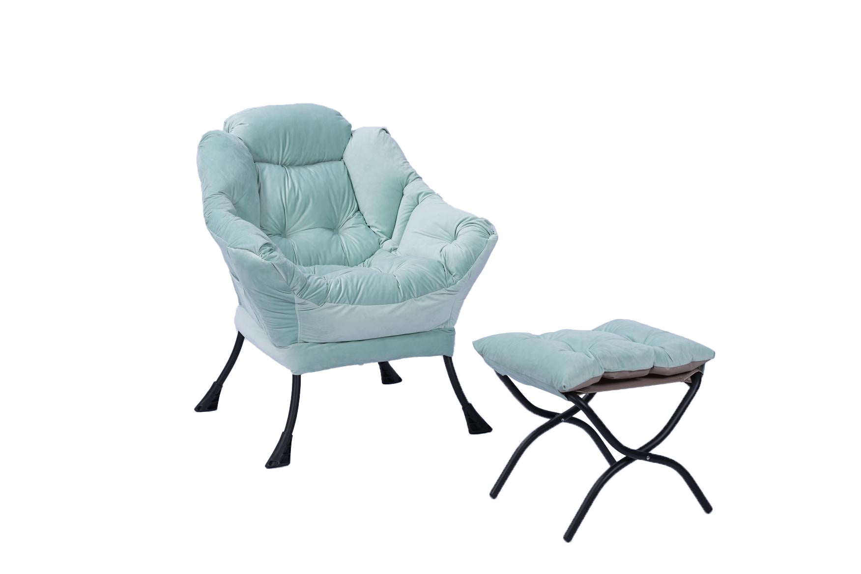 Living Room Chairs Modern Cotton Fabric Lazy Chair, Accent Contemporary Lounge Chair, Single Steel Frame Leisure Sofa Chair With Armrests And A Side Pocket Green ,With Ottoman ,With Footrest Green Polyester Metal Primary Living Space Soft Polyester Fiber