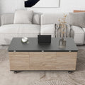 Modern Lift Top Coffee Table Multi Functional Table With 3 Drawers In Walnut & Black Walnut Black Mdf