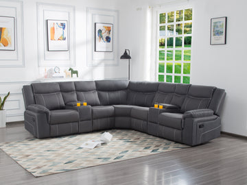 109.4'' Manual Reclining Sectional Sofa W223S00634 K2553S00003 Grey Polyester Blend 5 Seat