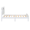 Twin Size Wood Platform Bed With Bear Shaped Headboard,Bed With Motion Activated Night Lights,White White Wood