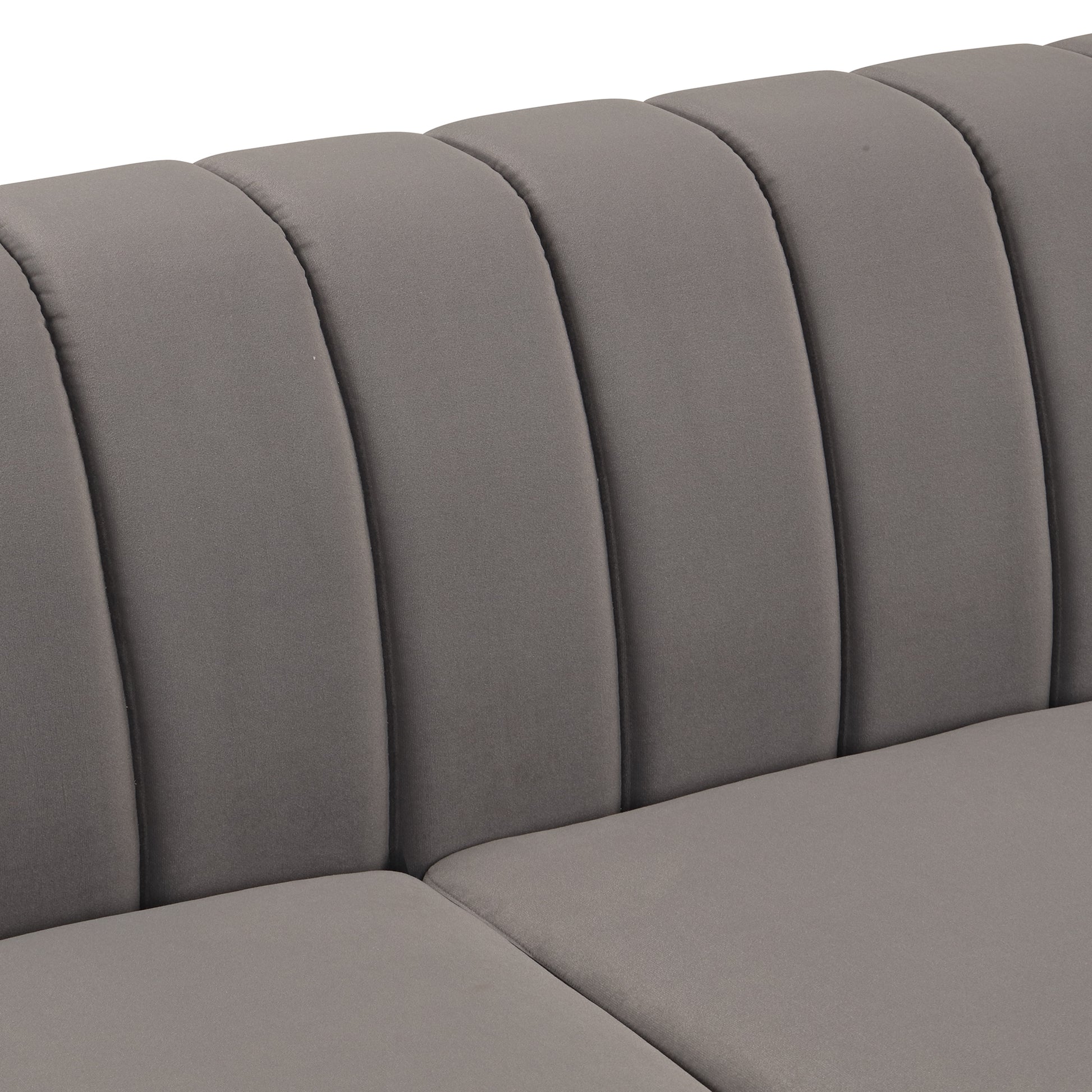 51" Modern Sofa Dutch Fluff Upholstered Sofa With Solid Wood Legs, Buttoned Tufted Backrest,Gray Gray Foam Polyester