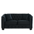 59 Inch Modern Chesterfield Velvet Sofa, 2 Seater Sofa, Upholstered Tufted Backrests With Arms And 2 Cushions For Living Room, Bedroom, Apartment, Office Black Black Primary Living Space Foam Velvet