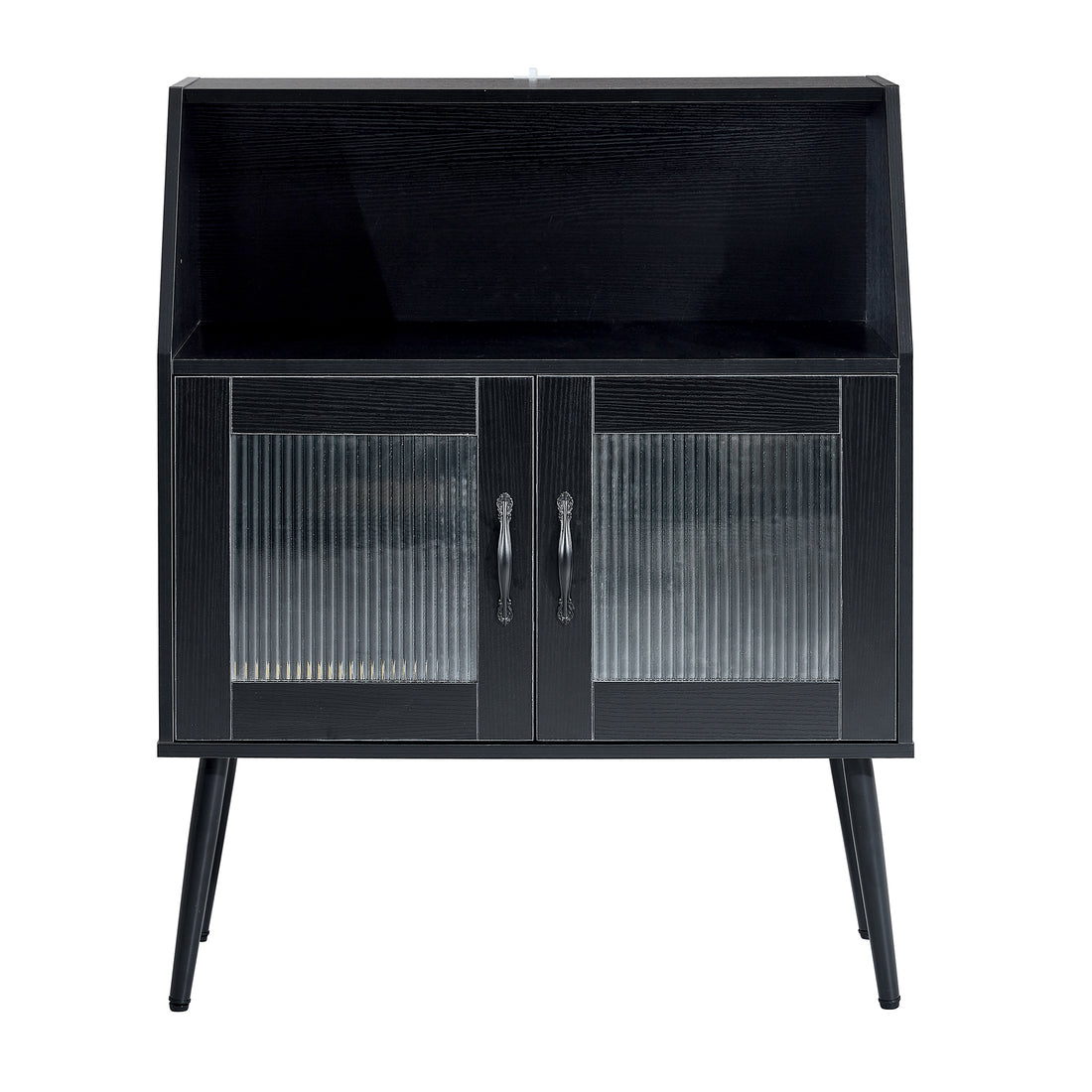 Sideboard, Bufft Cabinet, Side Dining Table, Glass Door, 1Pc Per Ctn Black Mdf Glass