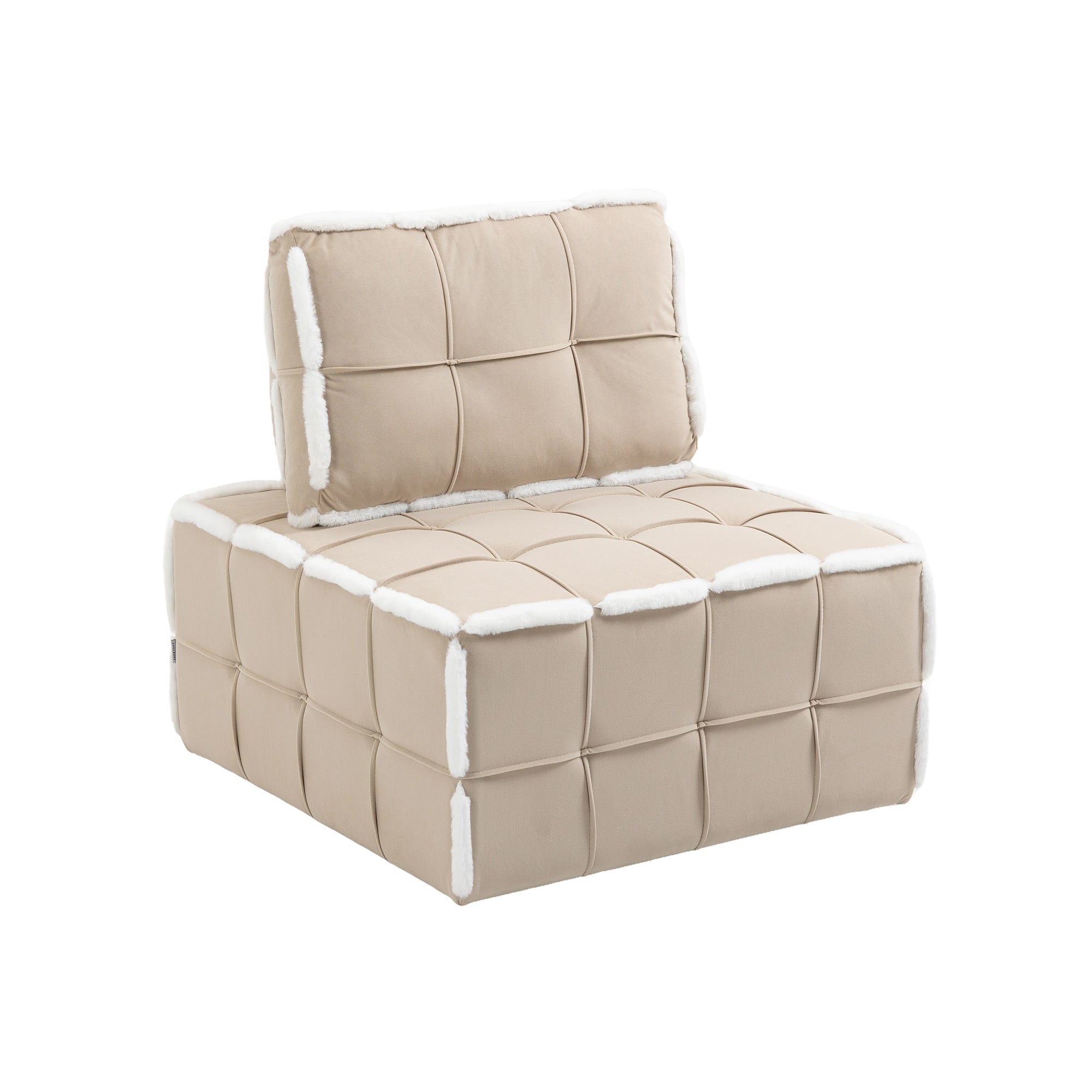 COOLMORE Upholstered Deep Seat Armless Accent Single beige-velvet