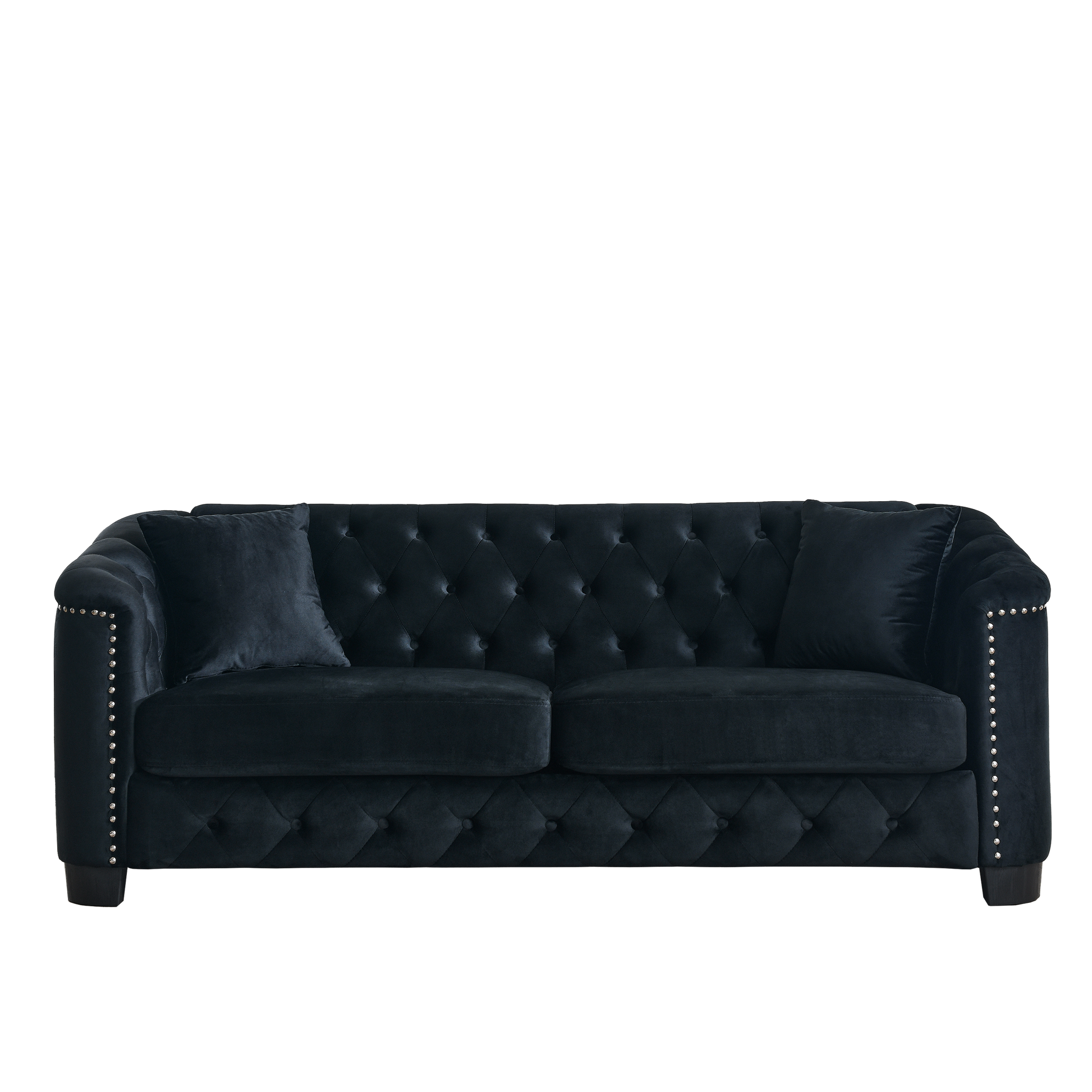3 Seater 2 Seater Combination Sofa.Velvet Black Black Foam Velvet 5 Seat