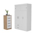 Cozad 2 Piece Bedroom Set, Armoire Dresser, White And Light Oak Queen White White 2 Piece Set Bedroom Dresser Included Engineered Wood