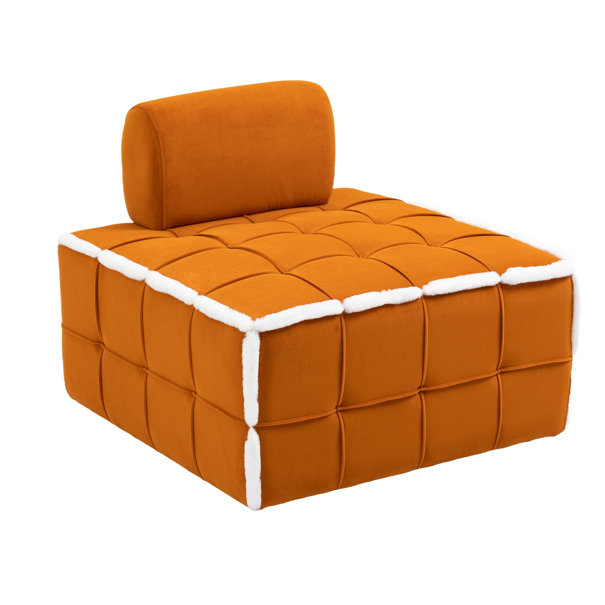 Coolmore Upholstered Deep Seat Armless Accent Single Lazy Sofa Lounge Arm Chair,Comfy Oversized Leisure Barrel Chairs For Living Room Office Meetingroom Aparment Bedroom Furniture Set Orange Velvet