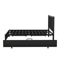 Metal Full Size Storage Platform Bed With Twin Size Trundle And 2 Drawers, Black Full Black Metal Bedroom Bed Frame Mdf Steel