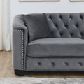 77 Inch Modern Chesterfield Velvet Sofa, 3 Seater Sofa, Upholstered Tufted Backrests With Arms And 2 Cushions For Living Room, Bedroom, Apartment, Office Grey Grey Primary Living Space American Design Foam Velvet 3 Seat