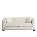 77 Inch Modern Chesterfield Velvet Sofa, 3 Seater Sofa, Upholstered Tufted Backrests With Arms And 2 Cushions For Living Room, Bedroom, Apartment, Office Beige Beige Primary Living Space American Design Foam Velvet 3 Seat