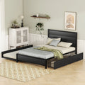 Metal Full Size Storage Platform Bed With Twin Size Trundle And 2 Drawers, Black Full Black Metal Bedroom Bed Frame Mdf Steel