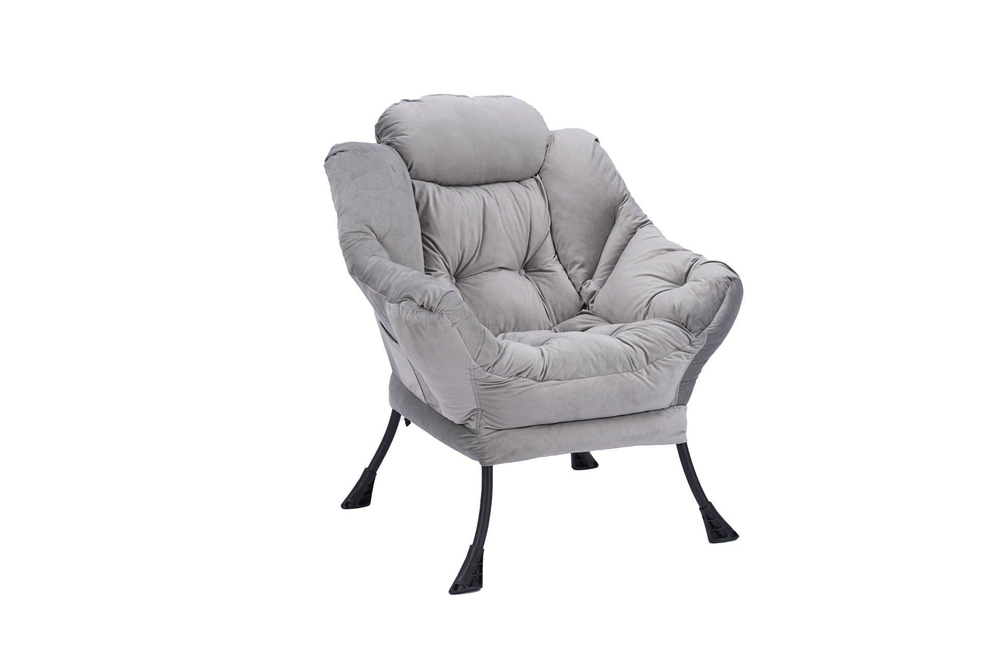 Living Room Chairs Modern Cotton Fabric Lazy Chair, Accent Contemporary Lounge Chair, Single Steel Frame Leisure Sofa Chair With Armrests And A Side Pocket Light Gray ,With Ottoman ,With Footrest Light Gray Polyester Primary Living Space Soft Polyester