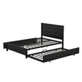 Metal Full Size Storage Platform Bed With Twin Size Trundle And 2 Drawers, Black Full Black Metal Bedroom Bed Frame Mdf Steel