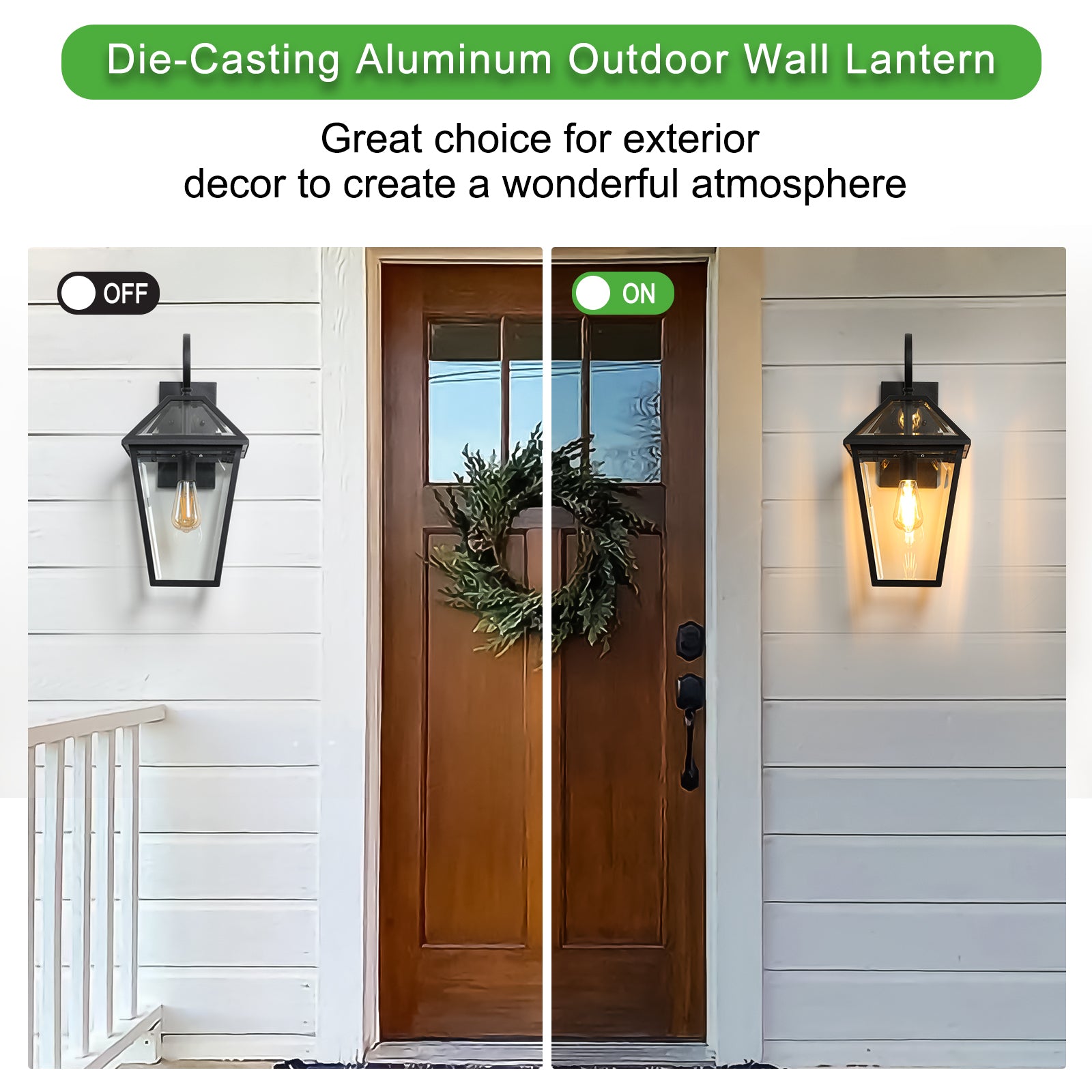 Modern Outdoor Waterproof Wall Lamp Supports Multiple Types Of Light Bulbs 2Pack Black Traditional Glass