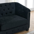 59 Inch Modern Chesterfield Velvet Sofa, 2 Seater Sofa, Upholstered Tufted Backrests With Arms And 2 Cushions For Living Room, Bedroom, Apartment, Office Black Black Primary Living Space Foam Velvet