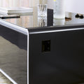 Smart Table Fridge, Multifunctional Coffee Table, Tempered Glass Table Top And Back Storage Black Tempered Glass