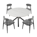 Set Of 4 Modern Dining Chairscurved Backrest Round Upholstered And Metal Frame,Grey Gray Foam Metal