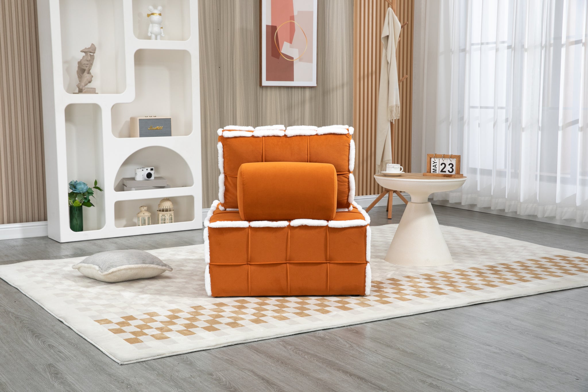 COOLMORE Upholstered Deep Seat Armless Accent Single orange-velvet