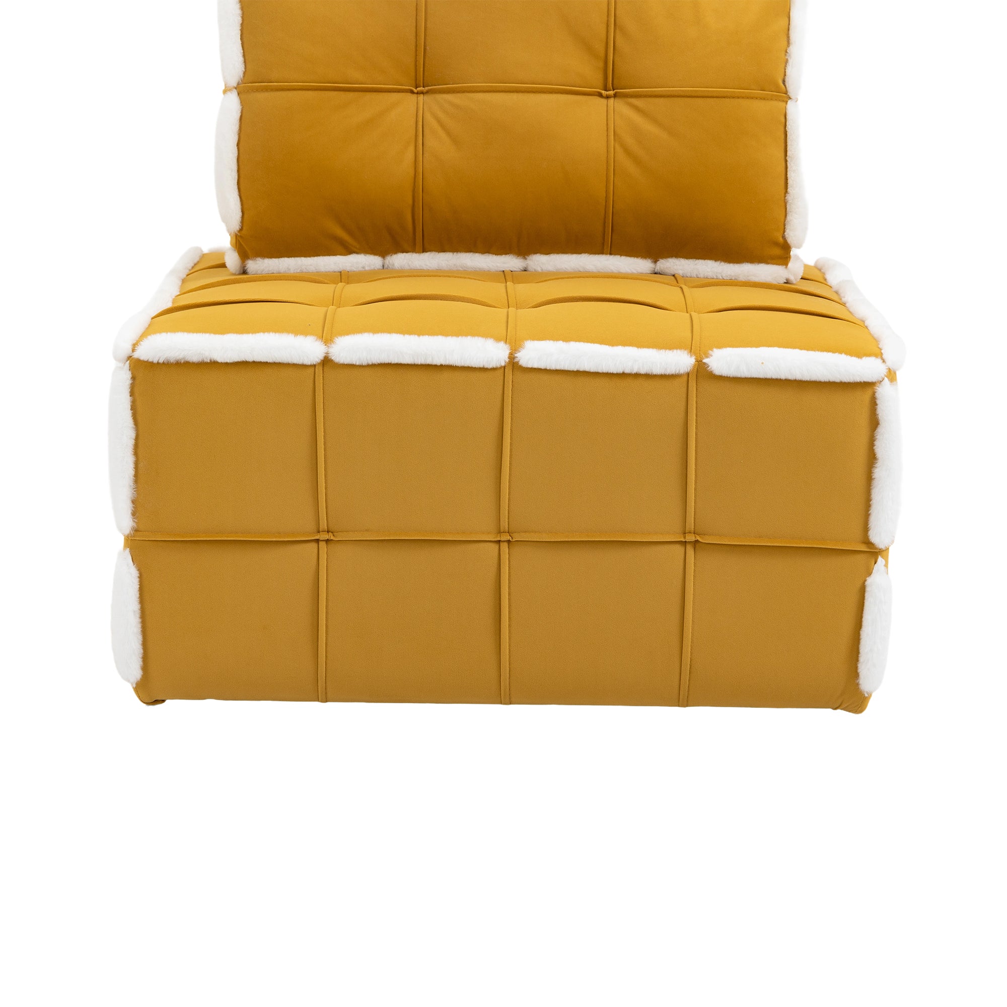 COOLMORE Upholstered Deep Seat Armless Accent Single mustard yellow-velvet