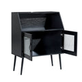 Sideboard, Bufft Cabinet, Side Dining Table, Glass Door, 1Pc Per Ctn Black Mdf Glass