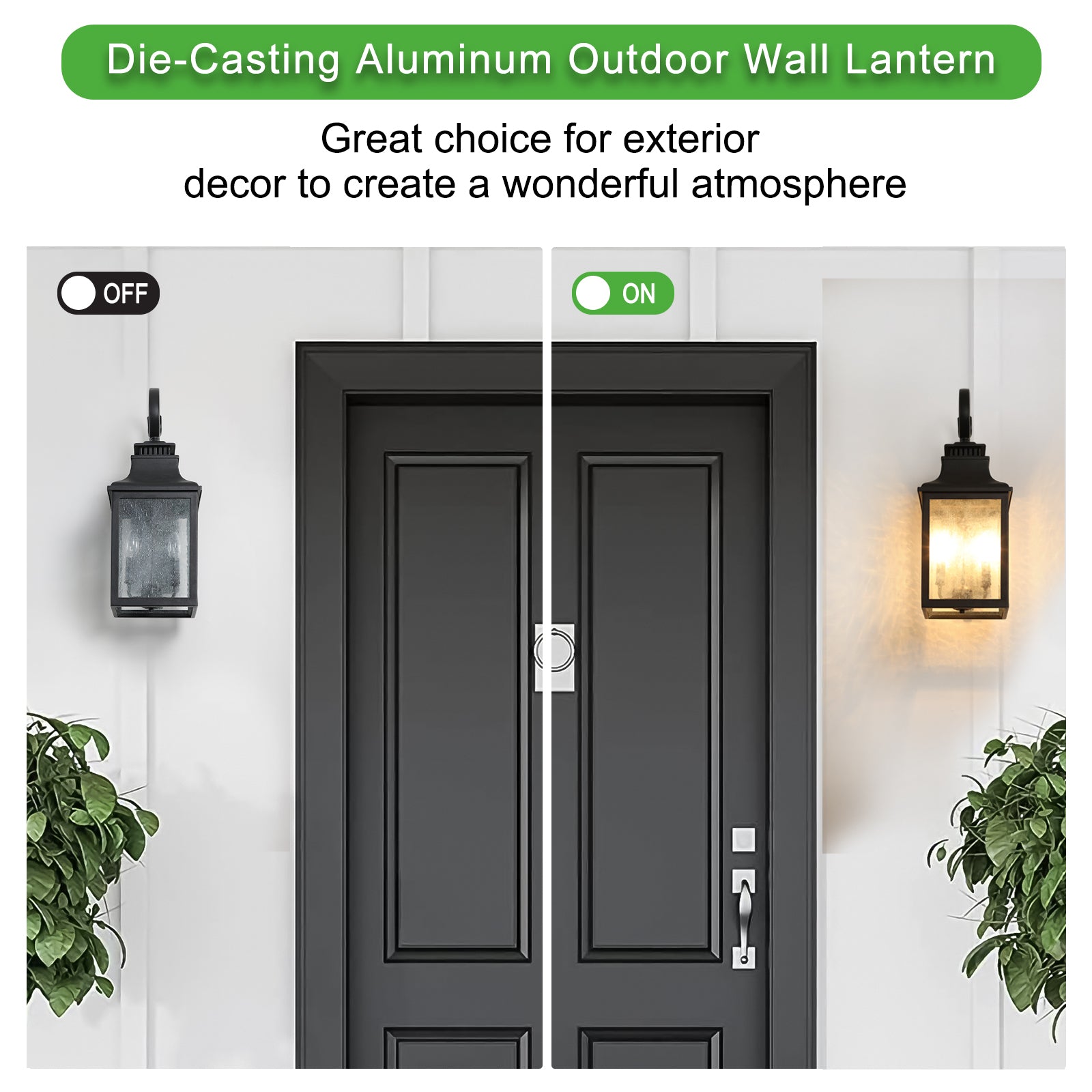 Large Outdoor Wall Lamps With Glass Supports Multiple Types Of Light Bulbs 1 Pack Black Modern Glass Aluminium