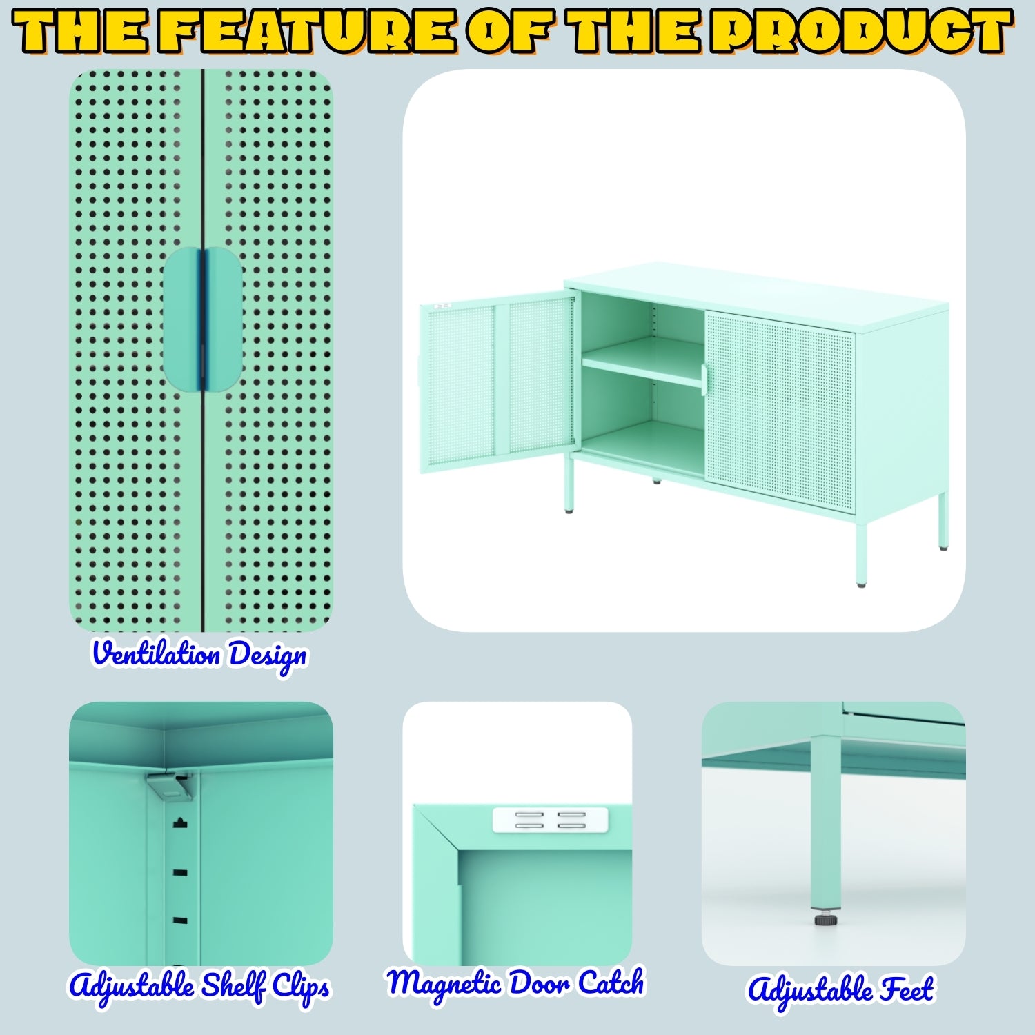 Metal Storage Locker Cabinet, Adjustable Shelves