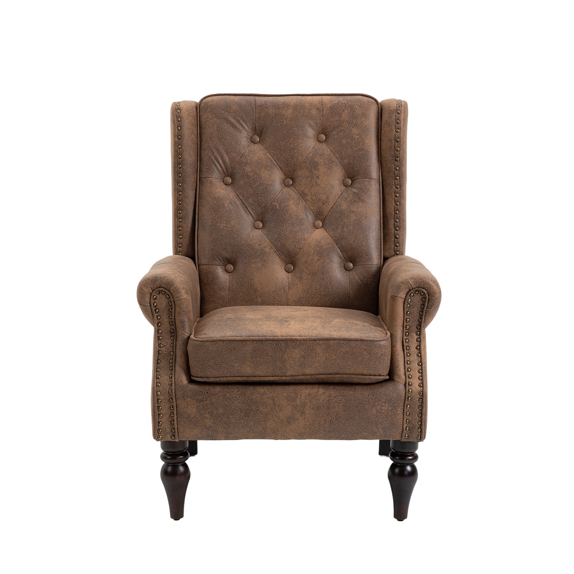 Coolmore Wood Frame Armchair, Modern Accent Chair Lounge Chair With Sturdy Wood Legs For Living Room Bedroom Coffee Pu Coffee Foam Microsuede