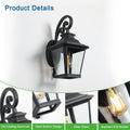 Large Outdoor Wall Sconce Lights With Clear Glass Can Support Multiple Types Of Light Bulbs 1Pack Black Traditional Glass Aluminium