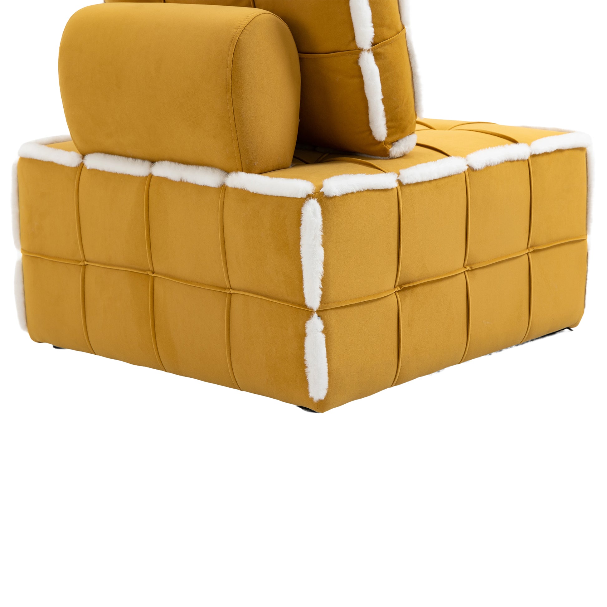 Coolmore Upholstered Deep Seat Armless Accent Single Lazy Sofa Lounge Arm Chair,Comfy Oversized Leisure Barrel Chairs For Living Room Office Meetingroom Aparment Bedroom Furniture Set Mustard Yellow Velvet