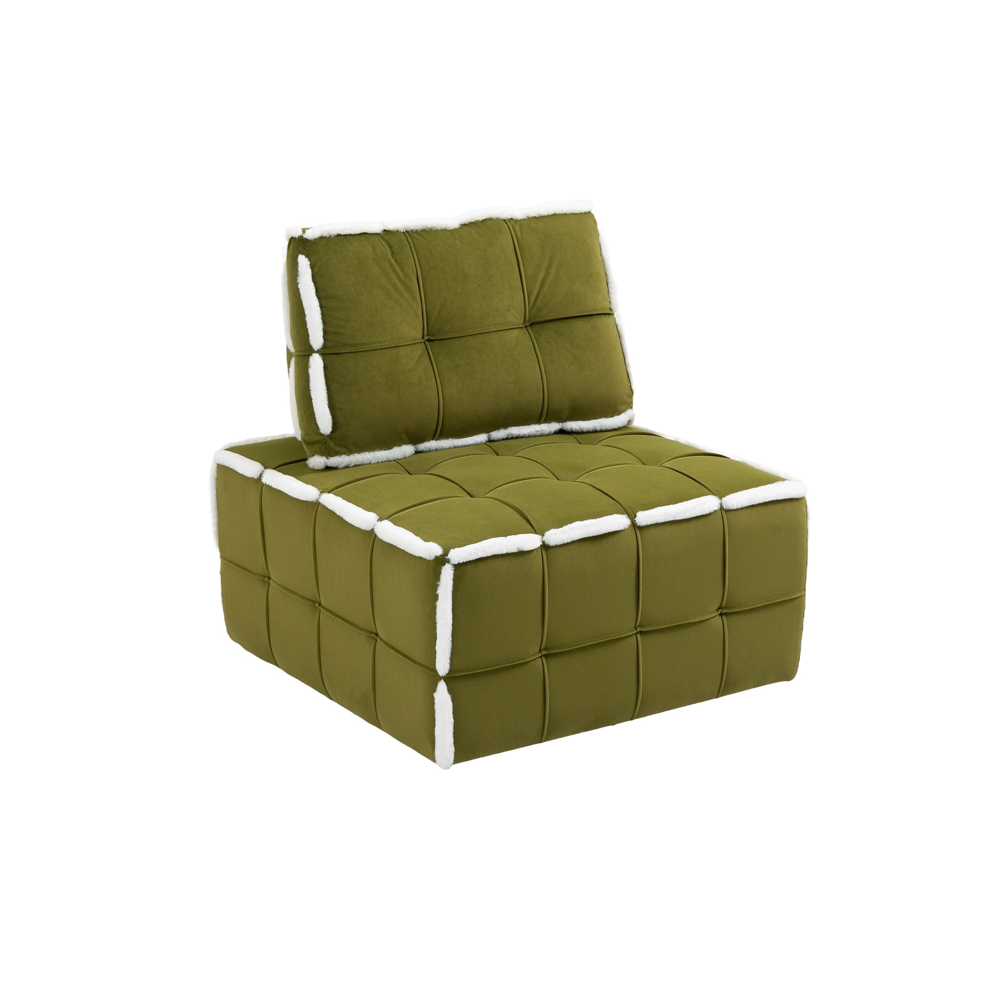 Coolmore Upholstered Deep Seat Armless Accent Single Lazy Sofa Lounge Arm Chair,Comfy Oversized Leisure Barrel Chairs For Living Room Office Meetingroom Aparment Bedroom Furniture Set Emerald Velvet