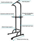 Sport Power Tower Workout Dip Station Pull Up Bar, Height Adjustable Multi Function Dip Stand For Home Gym Strength Training Fitness Equipment Black Iron