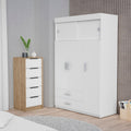 Cozad 2 Piece Bedroom Set, Armoire Dresser, White And Light Oak Queen White White 2 Piece Set Bedroom Dresser Included Engineered Wood