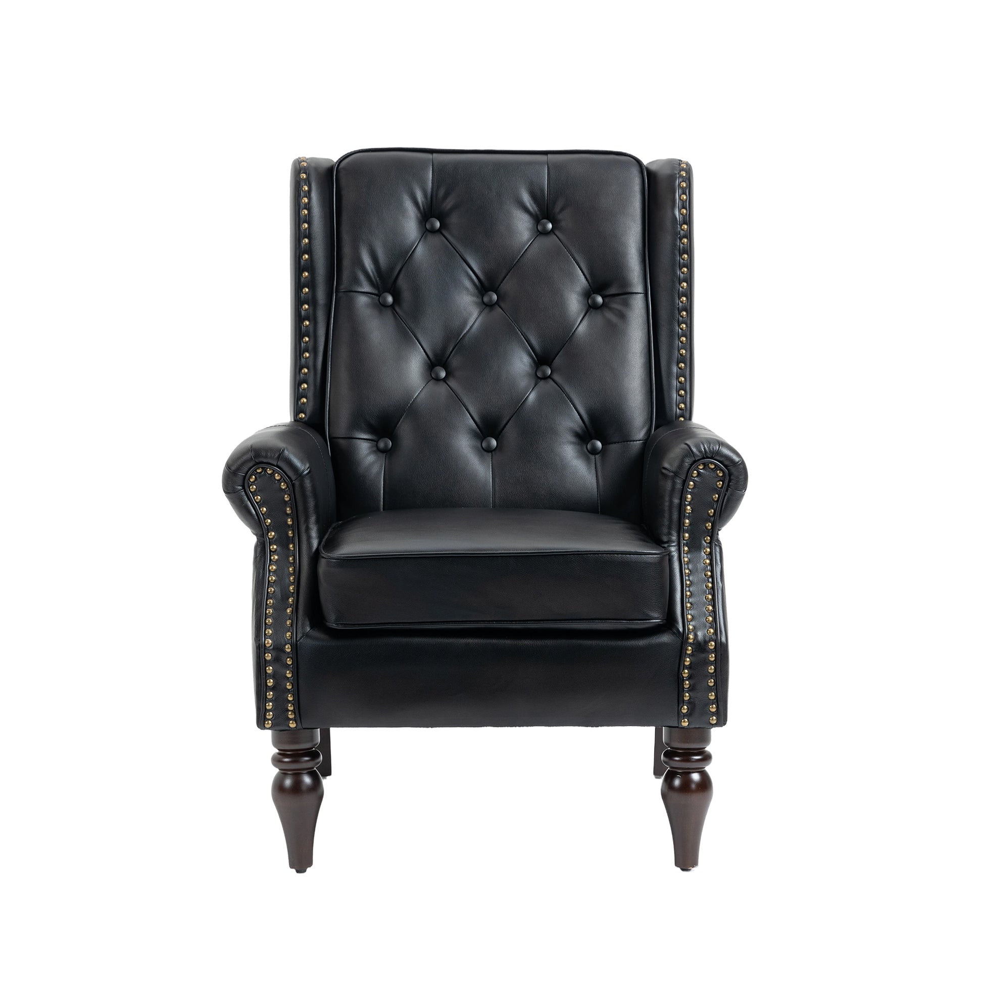 Coolmore Wood Frame Armchair, Modern Accent Chair Lounge Chair With Sturdy Wood Legs For Living Room Bedroom Black Pu Black Pu Foam Pu Leather