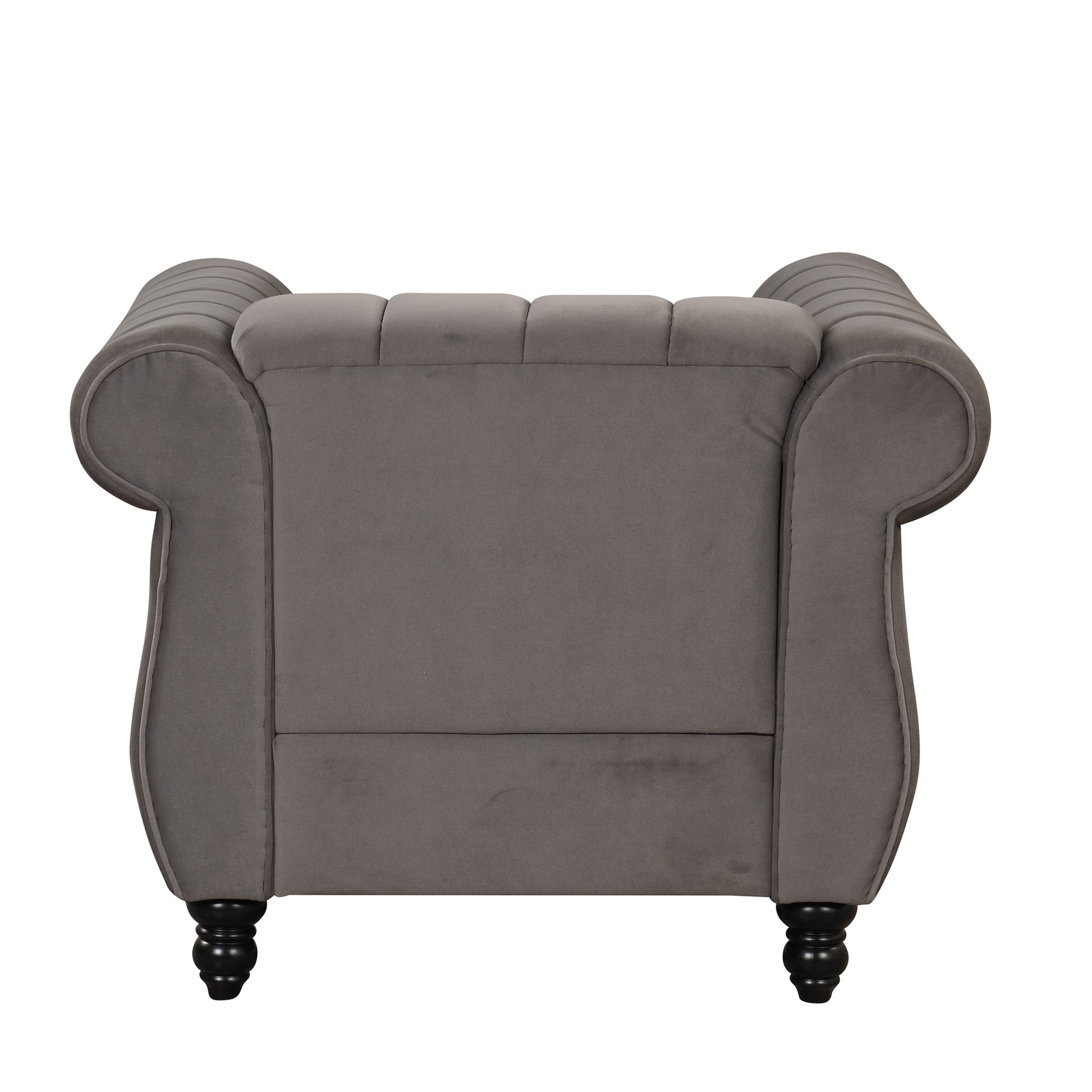 39" Modern Sofa Dutch Fluff Upholstered Sofa With Solid Wood Legs, Buttoned Tufted Backrest,Gray Gray Foam Polyester