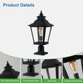 Outdoor Glass Column Headlights 1Pack Black Traditional Glass Aluminium