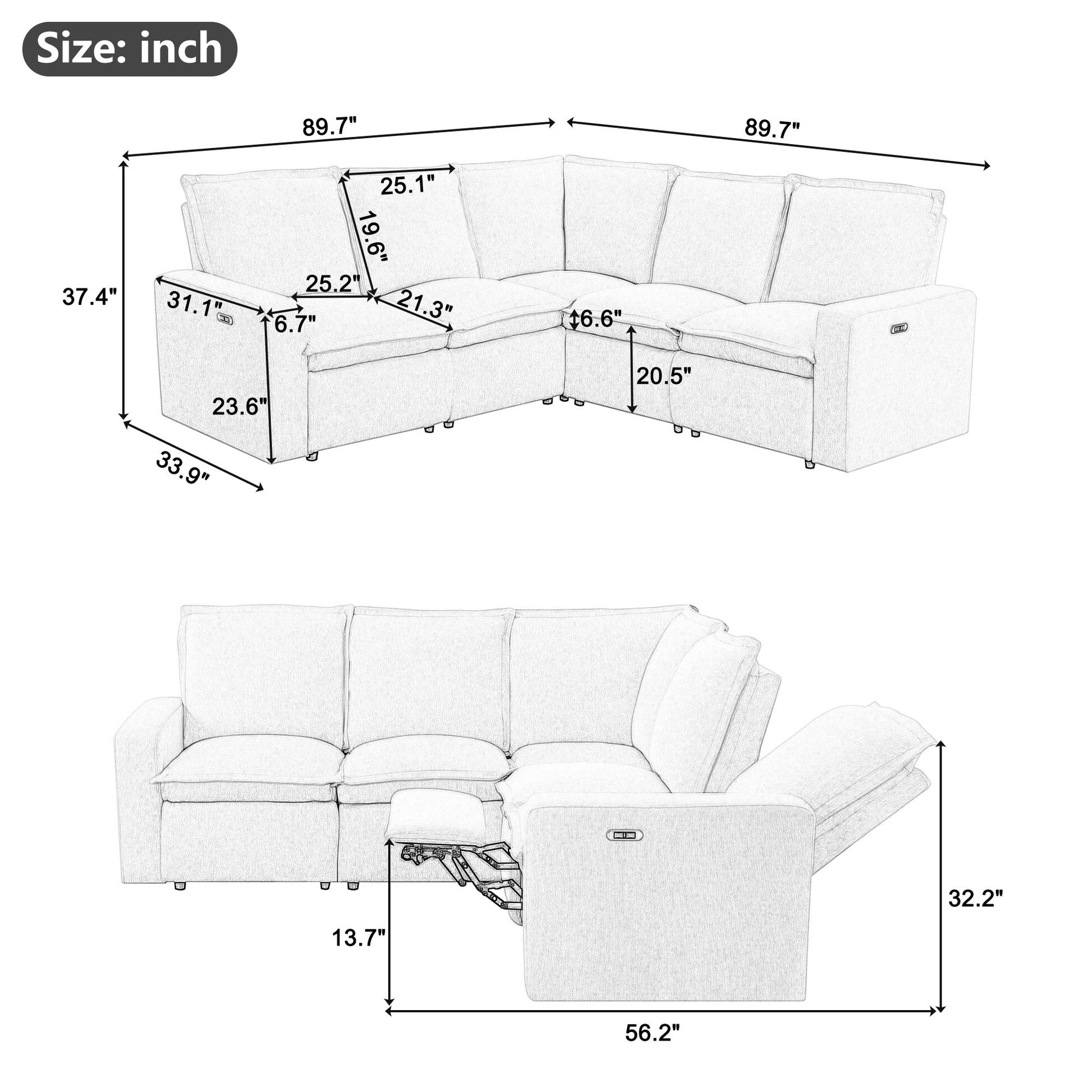 Power Recliner Chair Home Theater Seating Soft Chair With Usb Port For Living Room, Bedroom, Theater Room, Beige Beige Foam Linen